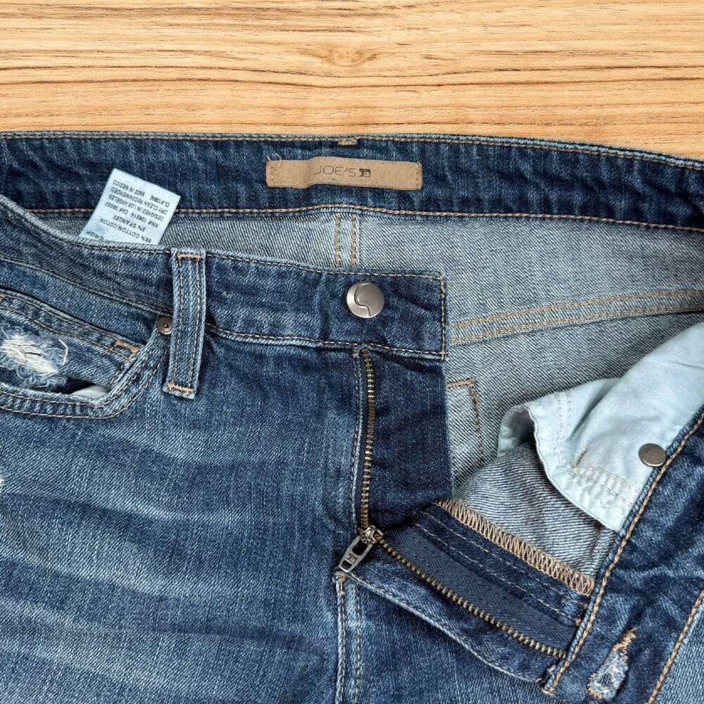 Joe's Jeans Ex-Lover Boyfriend Cropped Distressed Fringe Hem Denim Jeans Size 26 - Picture 4 of 10